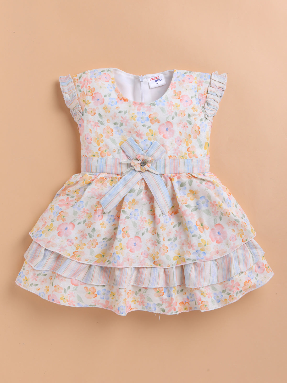 Lackii Doll Floral Ruffle Cotton Dress – Soft, Stylish & Blooming with Charm