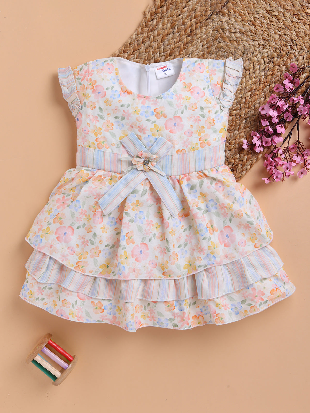 Lackii Doll Floral Ruffle Cotton Dress – Soft, Stylish & Blooming with Charm