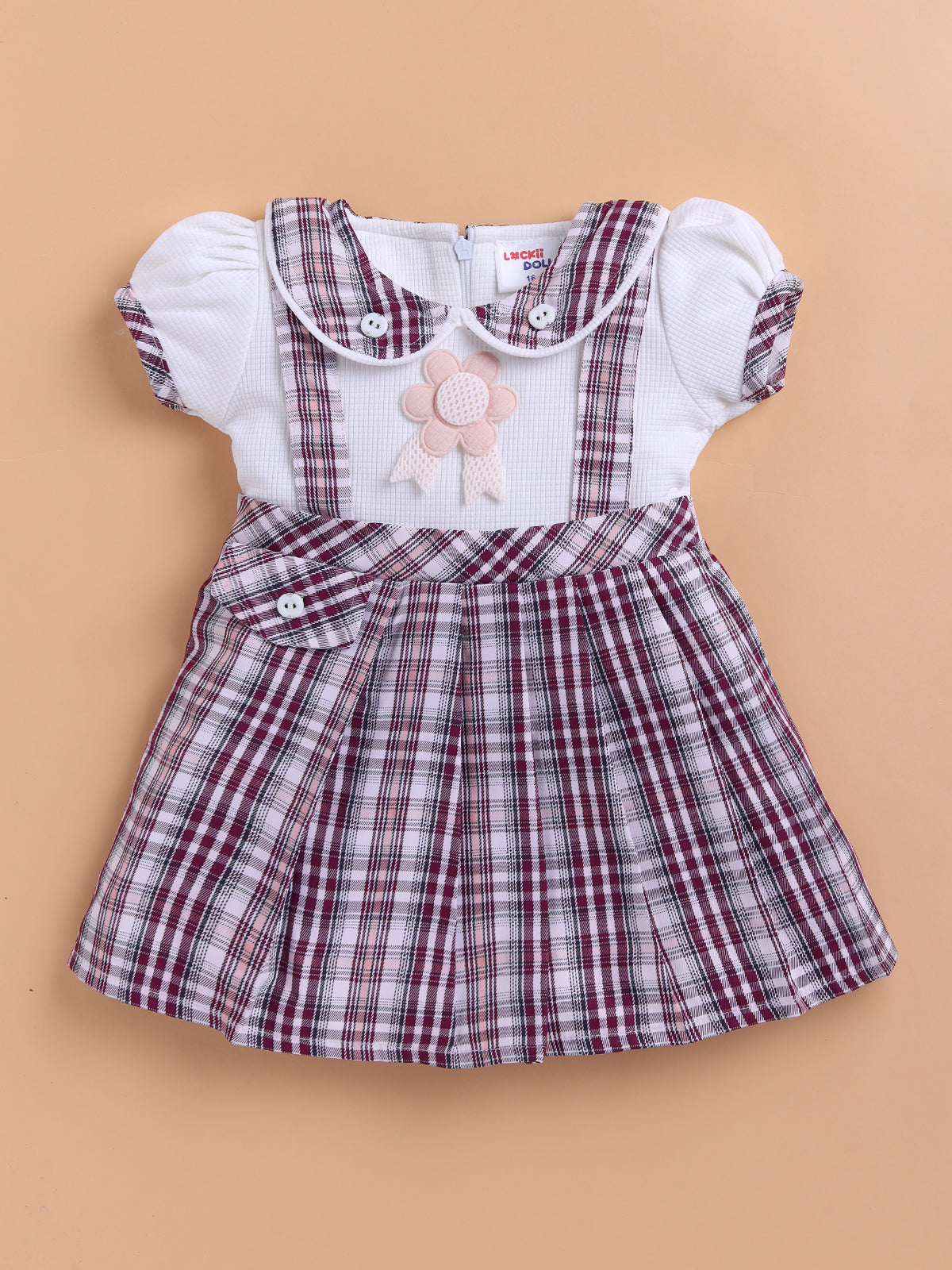 Lackii Doll Checkered Suspender Cotton Dress – Black, Red & Green Edition