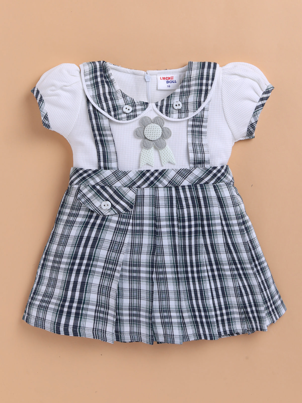 Lackii Doll Checkered Suspender Cotton Dress – Black, Red & Green Edition