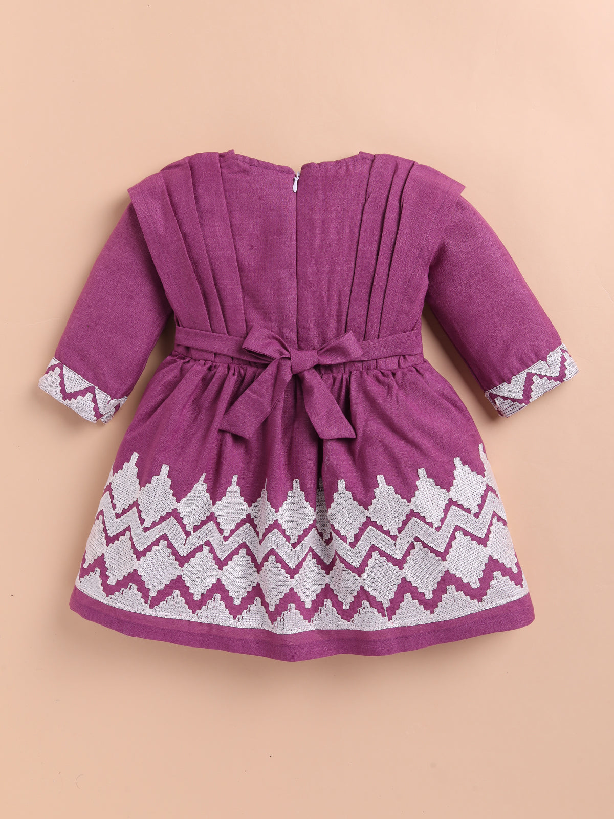 Lackii Doll Embroidered Cotton Dress for Girls | Soft & Elegant Green & Pink Outfit