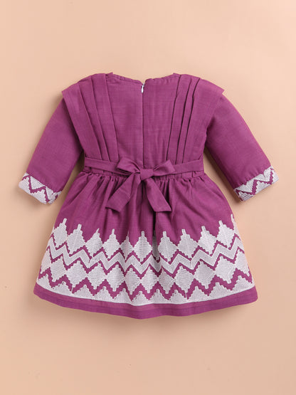 Lackii Doll Embroidered Cotton Dress for Girls | Soft & Elegant Green & Pink Outfit