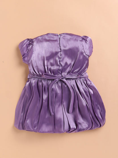 Vibrant Satin Party Dress for Girls – Available in Red, Purple, Pink & Blue