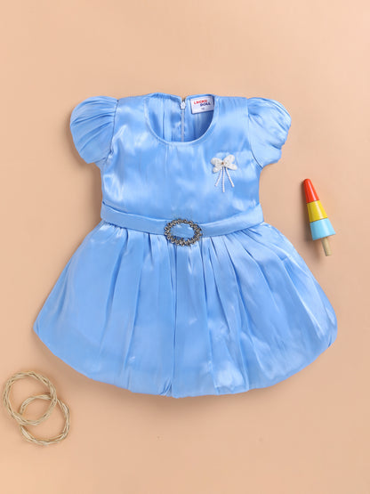 Vibrant Satin Party Dress for Girls – Available in Red, Purple, Pink & Blue