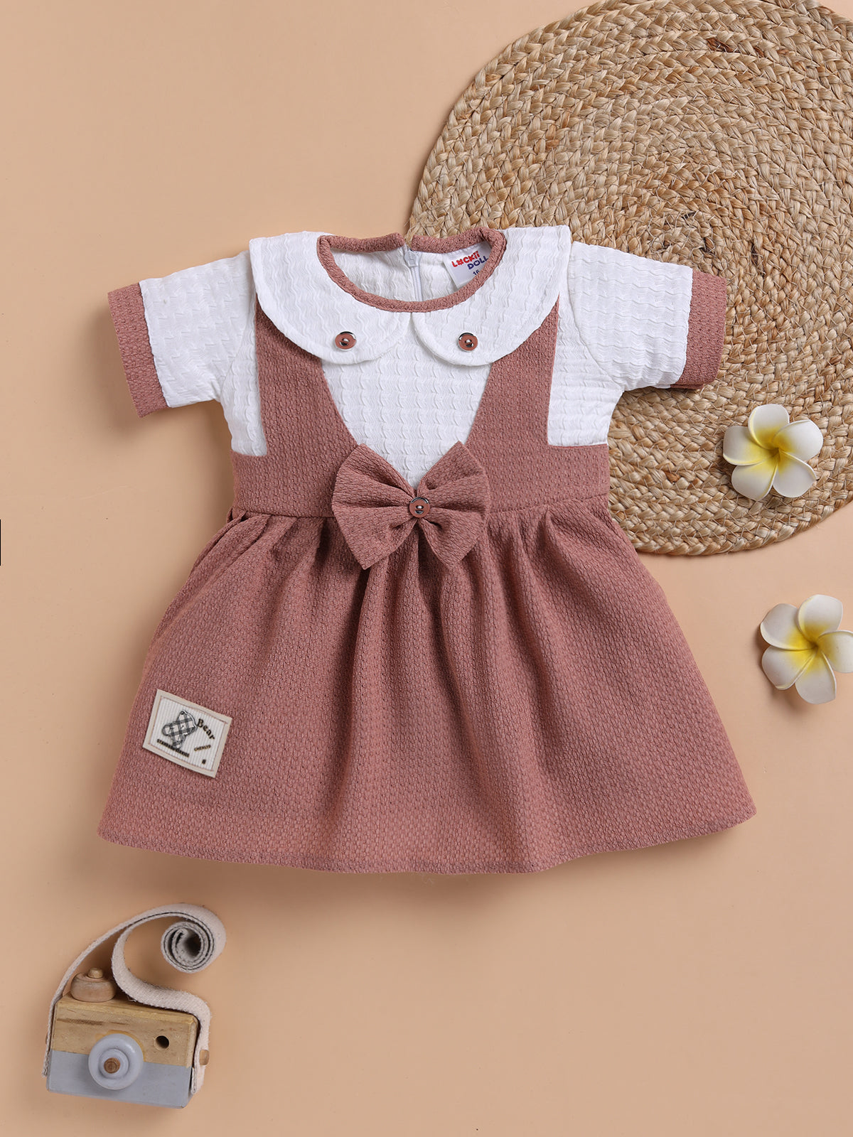 Lavender Bow Collar Baby Dress – Soft Cotton Comfort Wear by Lackii Doll