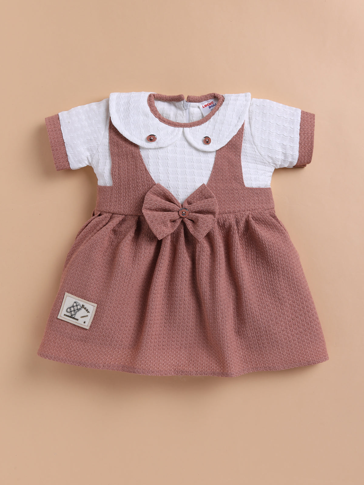 Lavender Bow Collar Baby Dress – Soft Cotton Comfort Wear by Lackii Doll
