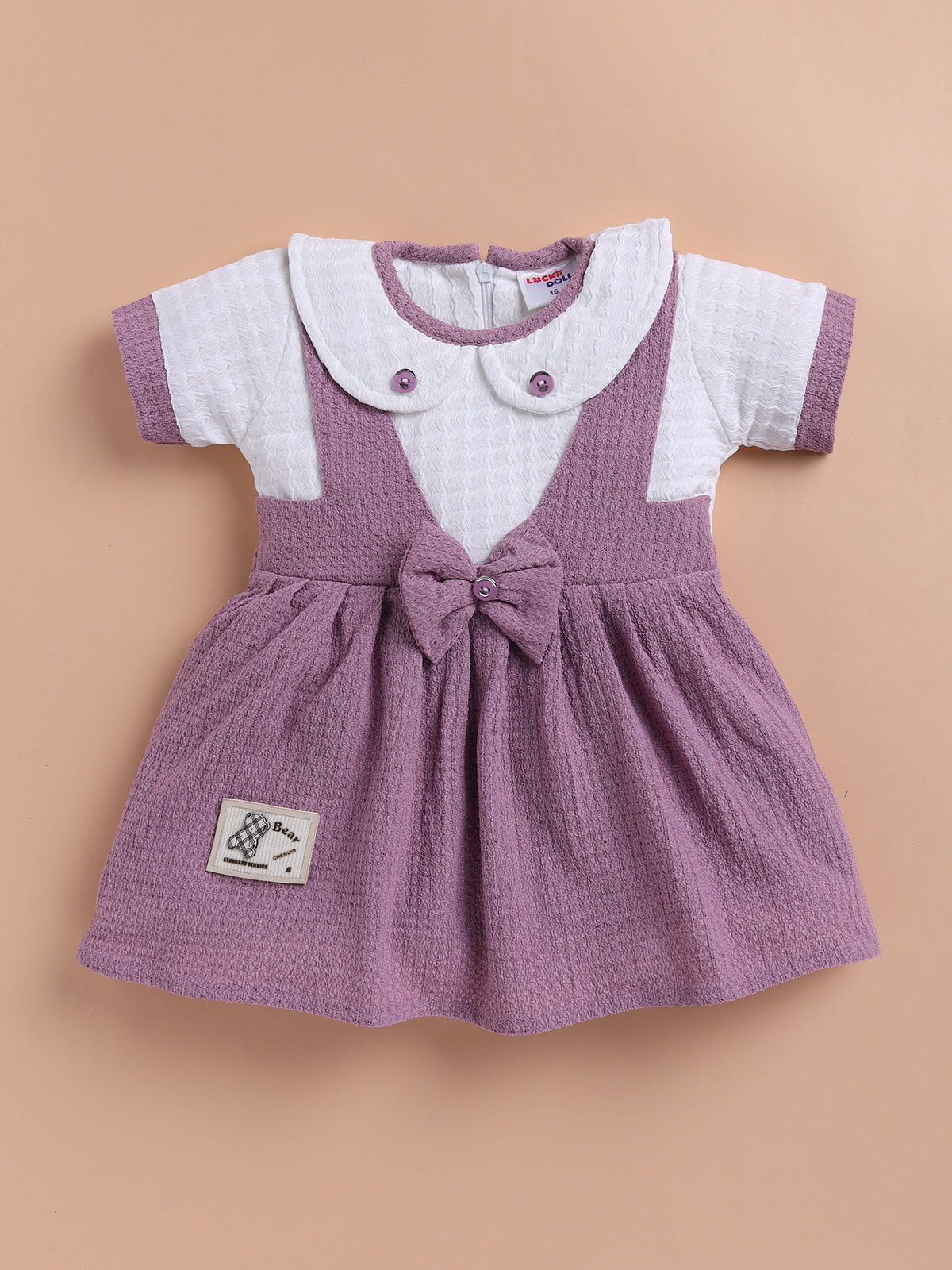 Lavender Bow Collar Baby Dress – Soft Cotton Comfort Wear by Lackii Doll