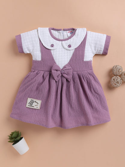 Lavender Bow Collar Baby Dress – Soft Cotton Comfort Wear by Lackii Doll