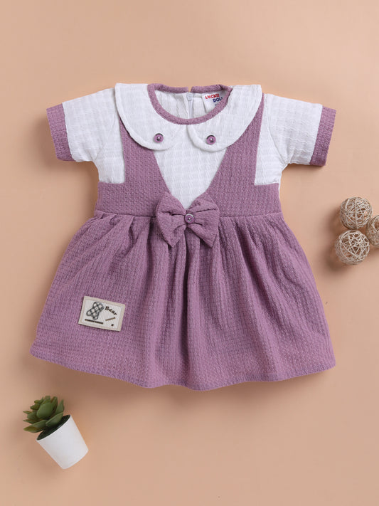 Lavender Bow Collar Baby Dress – Soft Cotton Comfort Wear by Lackii Doll
