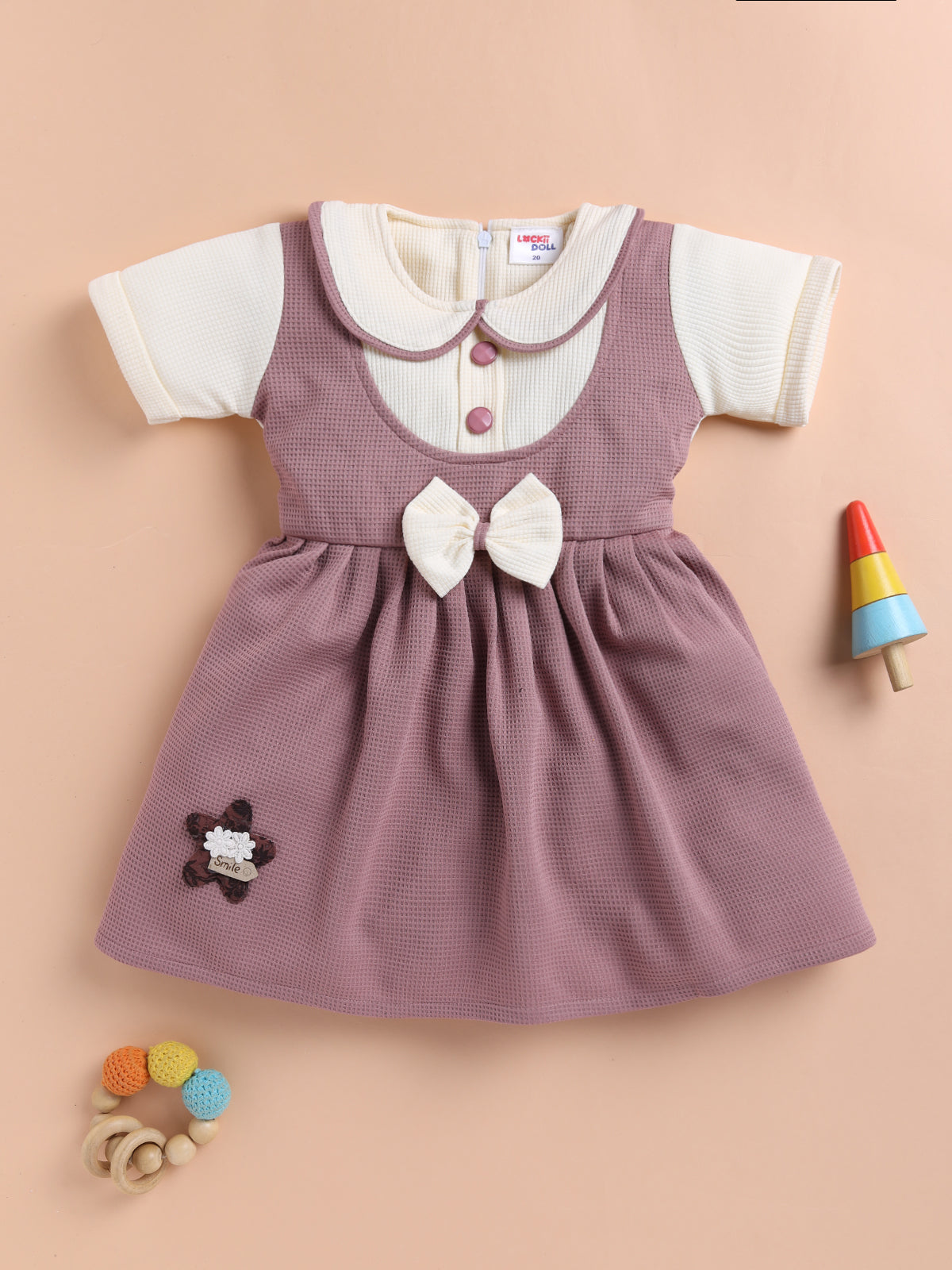 Lackii Doll Bow Accent Pinafore Dress – Soft, Sweet & Stylish