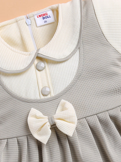Lackii Doll Bow Accent Pinafore Dress – Soft, Sweet & Stylish