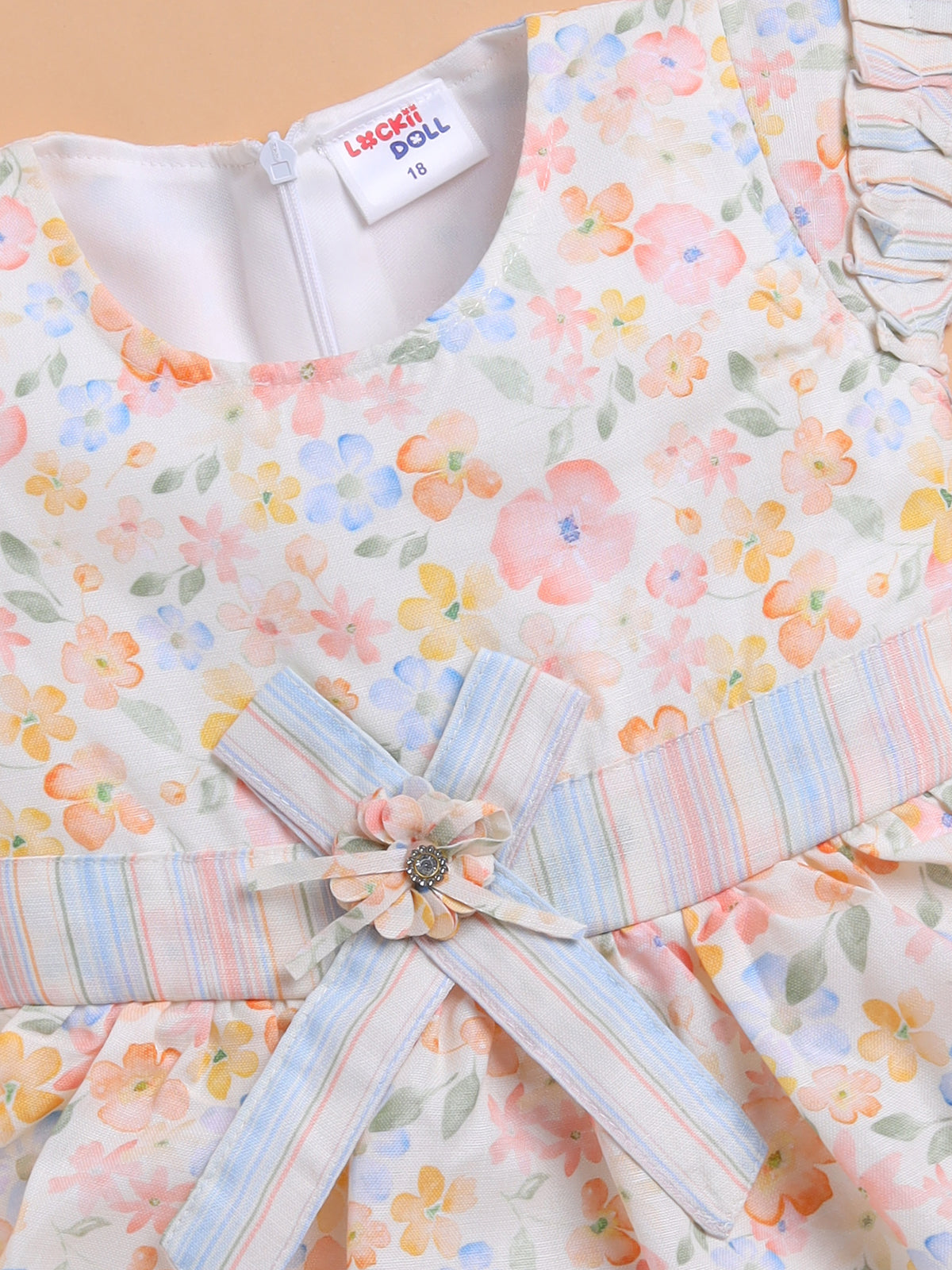 Lackii Doll Floral Ruffle Cotton Dress – Soft, Stylish & Blooming with Charm