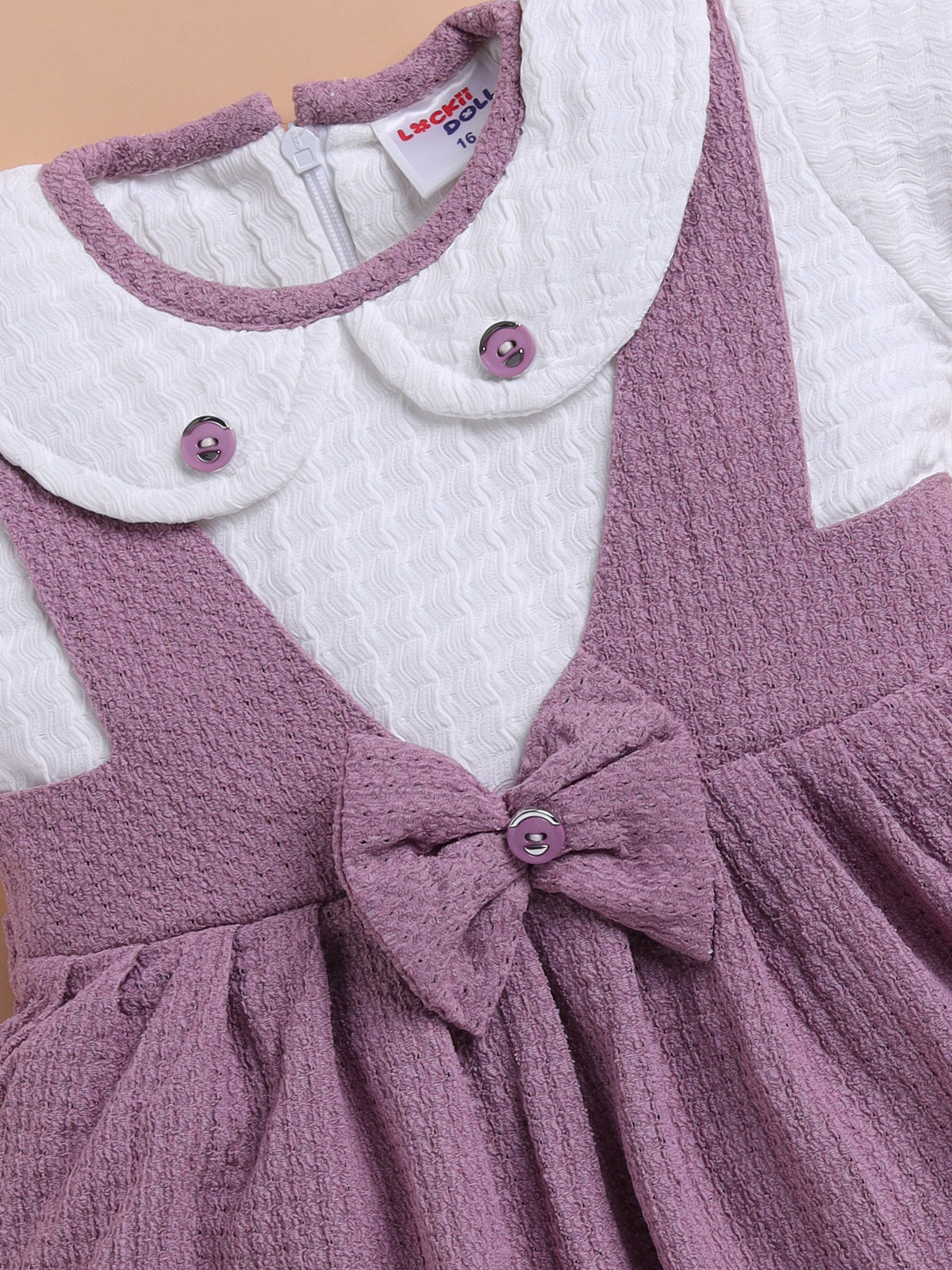 Lavender Bow Collar Baby Dress – Soft Cotton Comfort Wear by Lackii Doll