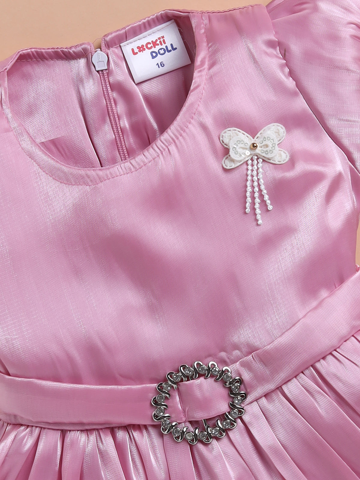 Vibrant Satin Party Dress for Girls – Available in Red, Purple, Pink & Blue